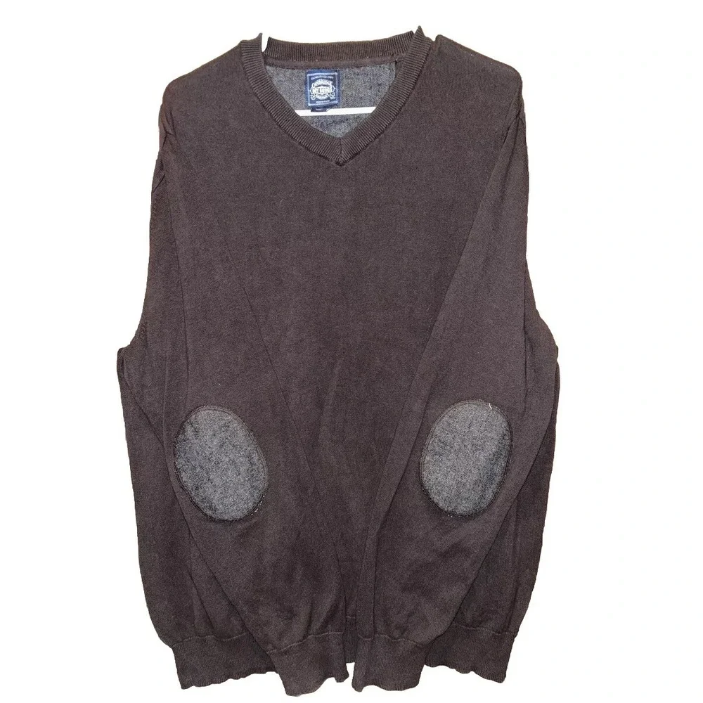 Mens XXL Cambridge‎ Dry Goods Long Sleeve Pullover Sweater Elbow Patch, Brown